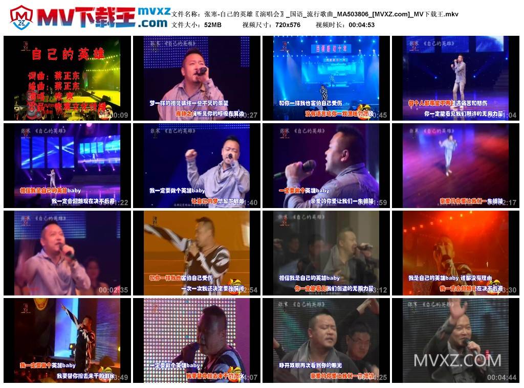 张寒-自己的英雄〖演唱会〗_国语_流行歌曲_MA503806